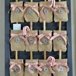 Clip burlap bags to a louvered door to make the perfect easy no-sew advent calendar!