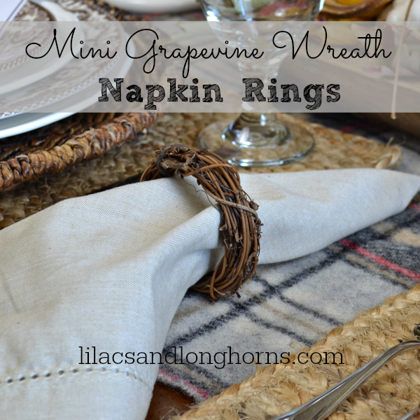 mini grapevine wreath napkin rings