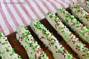 almond bark pretzels close up