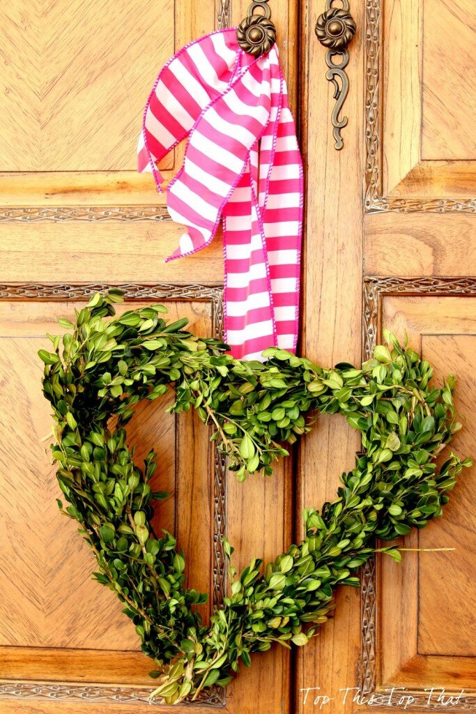 DIY heart boxwood wreath is so easy anyone can make it!