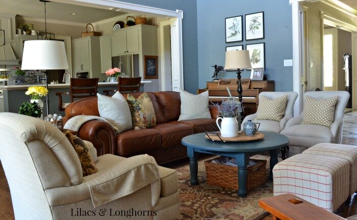 Lilacs & Longhorns summer living room