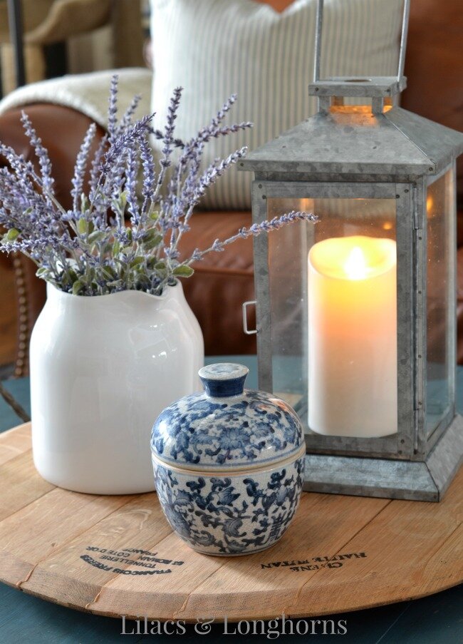 rustic coffee table vignette