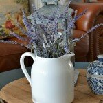 white pitcher with lavender