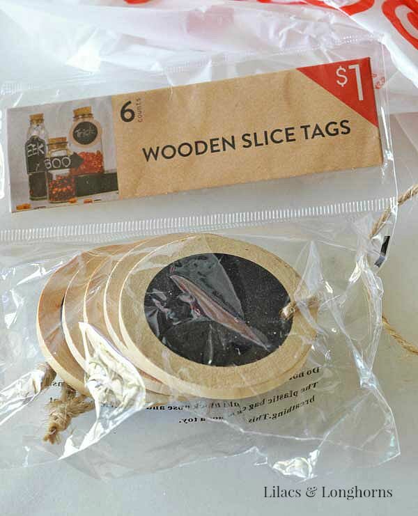 wooden slice tags from Target | Lilacs & Longhorns