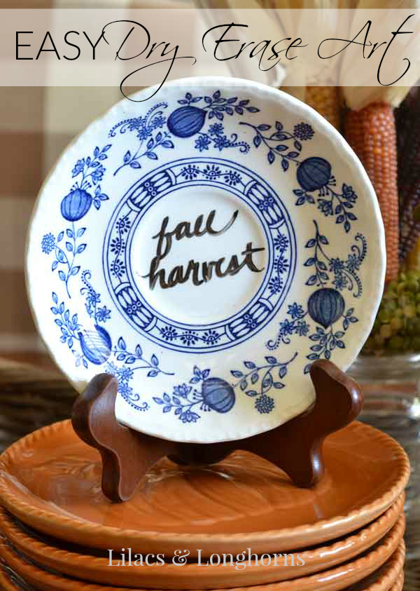 easy dry erase art with transferware plate