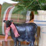 Christmas cow with scarf farmhouse style